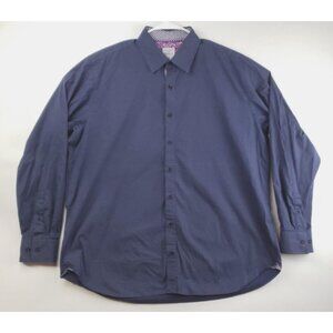 Society of Threads Shirt Mens XLT Blue Long Sleeve Flip Cuffs Slim Fit Stretch